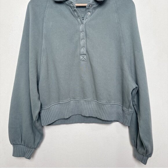 Aerie Womens Xsmall Quarter Snap Sweatshirt Royal Palm Color - Picture 4 of 16